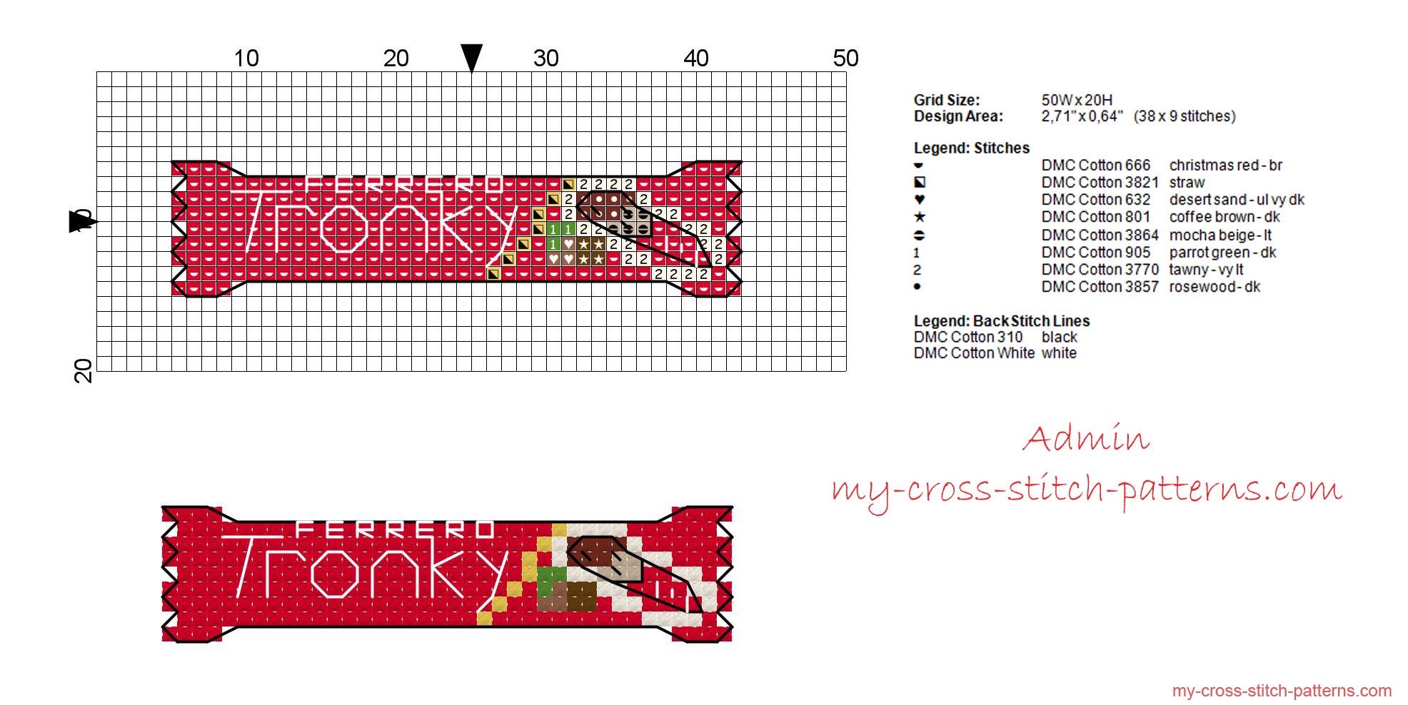ferrero_tronky_chocolate_snake_small_cross_stitch_pattern_only_38x9