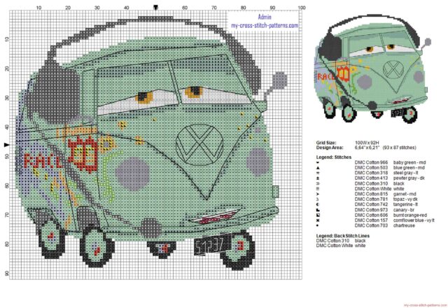 fillmore_wolkswagen_microbus_disney_cars_cross_stitch_pattern