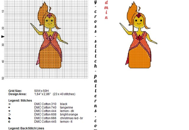 flame_princess_adventure_time_cross_stitch_pattern