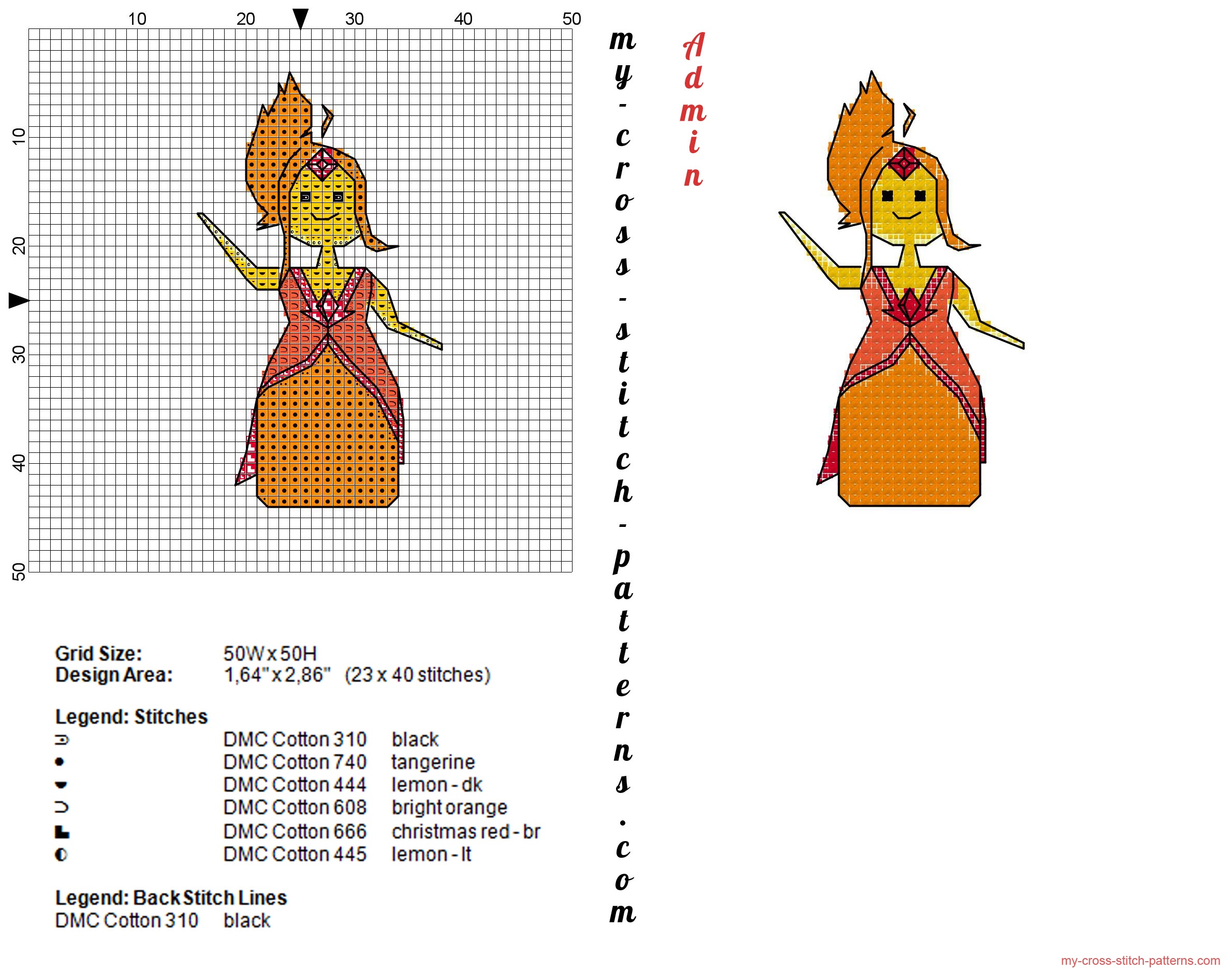 flame_princess_adventure_time_cross_stitch_pattern