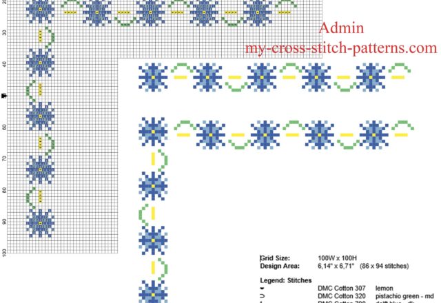 floral_border_with_blue_and_light_blue_small_flowers_free_cross_stitch_pattern_width_9_stitches