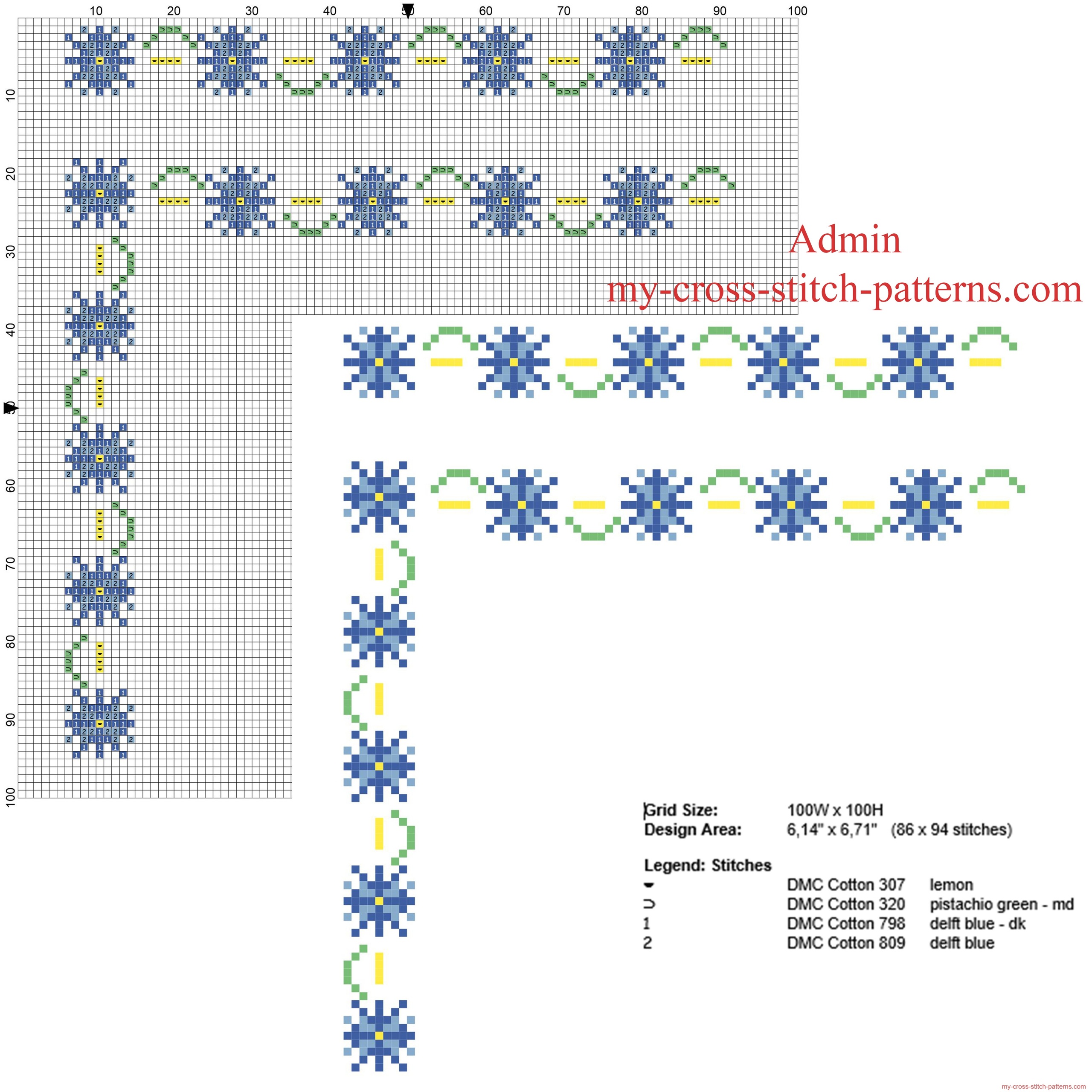 floral_border_with_blue_and_light_blue_small_flowers_free_cross_stitch_pattern_width_9_stitches