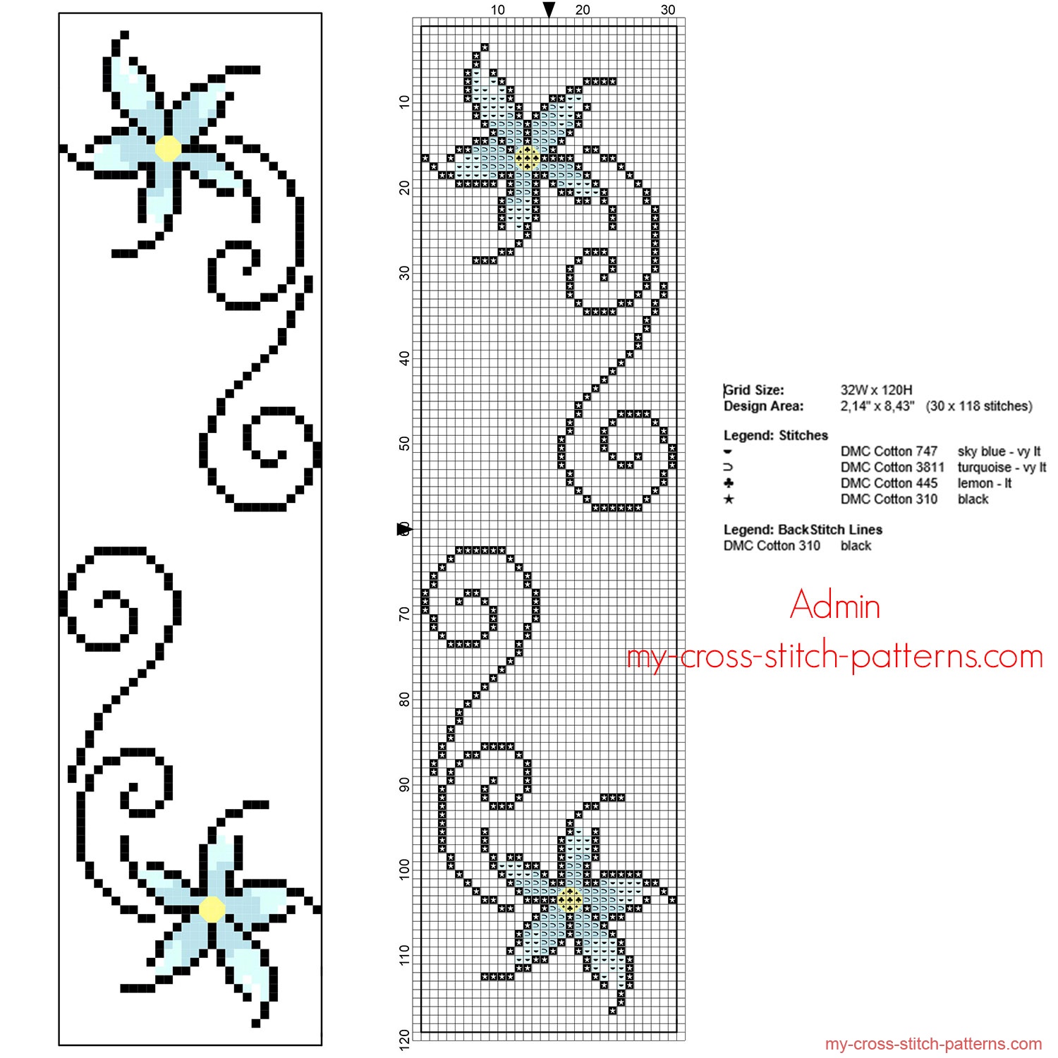 floral-cross-stitch-bookmark-with-small-stylised-light-blue-flowers