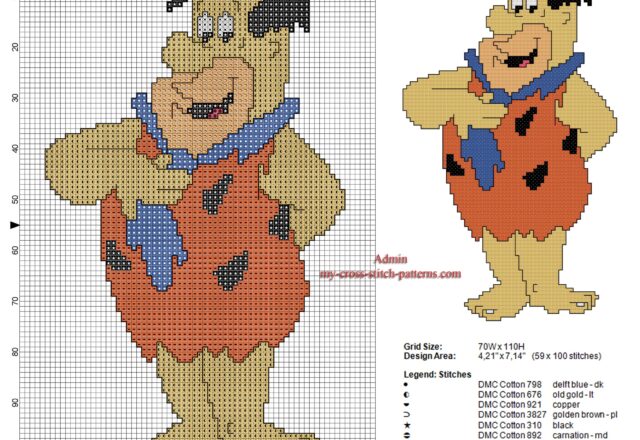 fred_flintstone_free_cross_stitch_pattern_59_x_100_stitches