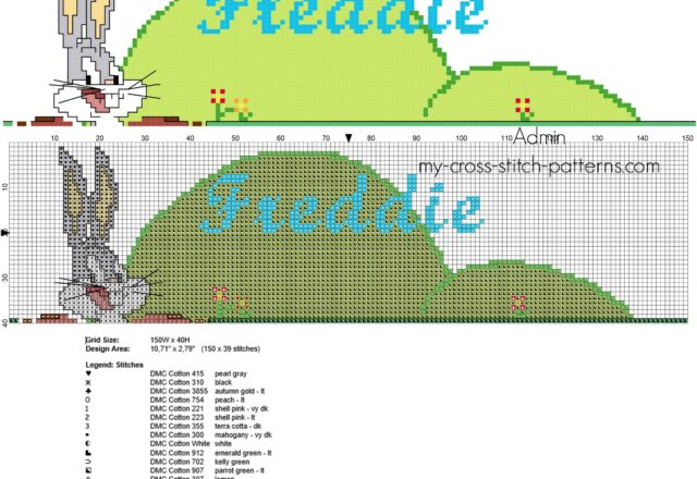 freddie_cross_stitch_baby_male_name_with_looney_tunes_bugs_bunny