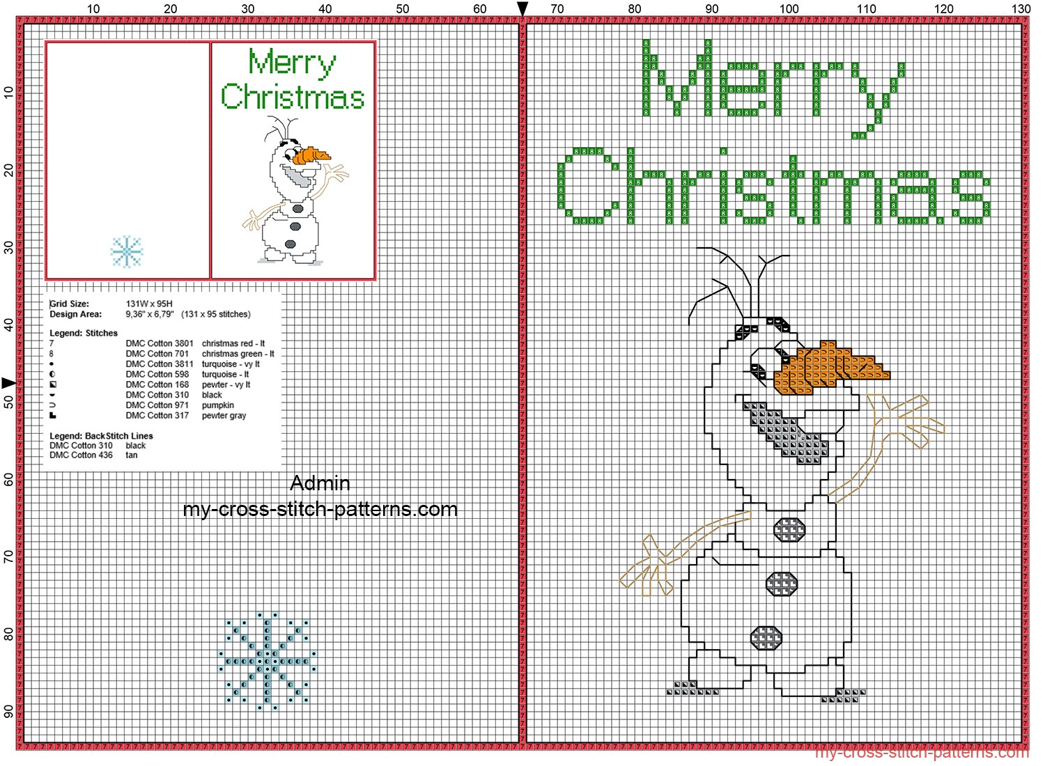 free_cross_stitch_christmas_card_with_funny_disney_olaf