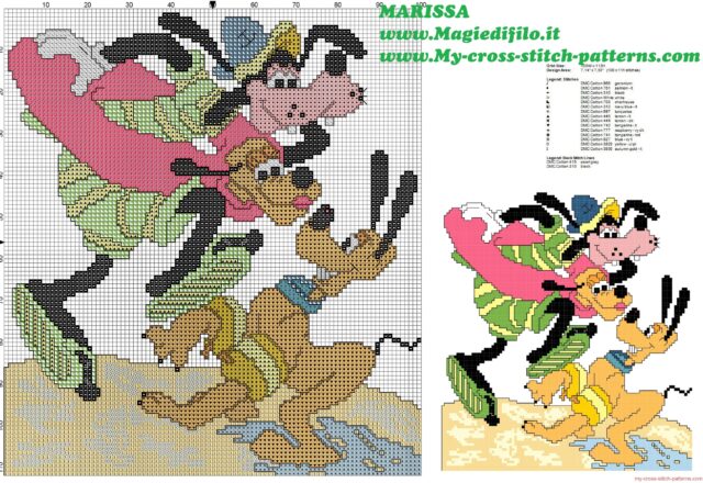 free_cross_stitch_pattern_goofy_and_pluto_on_vacation