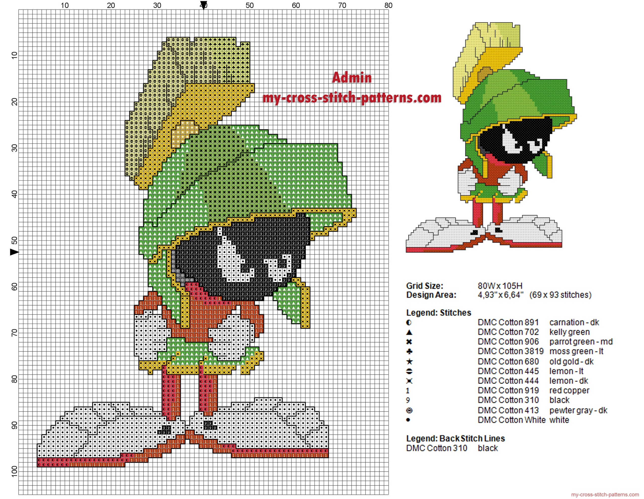 free_cross_stitch_pattern_marvin_the_martian_looney_tunes_uses_back_stitch