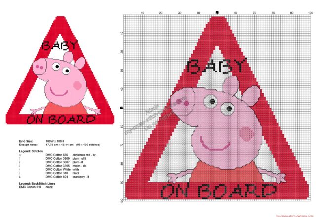 free_cross_stitch_pattern_peppa_pig_baby_on_board_98x98