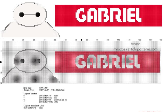 gabriel_cross_stitch_baby_male_name_with_disney_big_hero_6_baymax