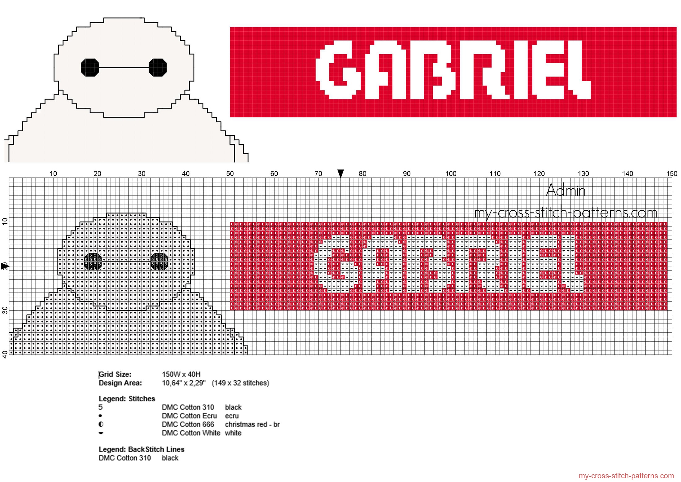 gabriel_cross_stitch_baby_male_name_with_disney_big_hero_6_baymax