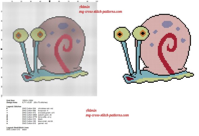 gary_the_snail_spongebob_free_cross_stitch_pattern