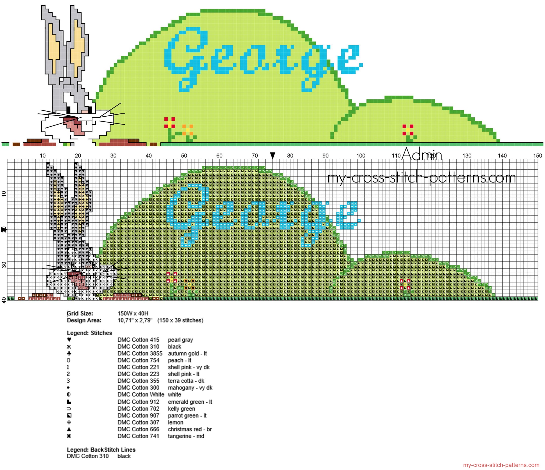 george_cross_stitch_baby_male_name_with_bugs_bunny