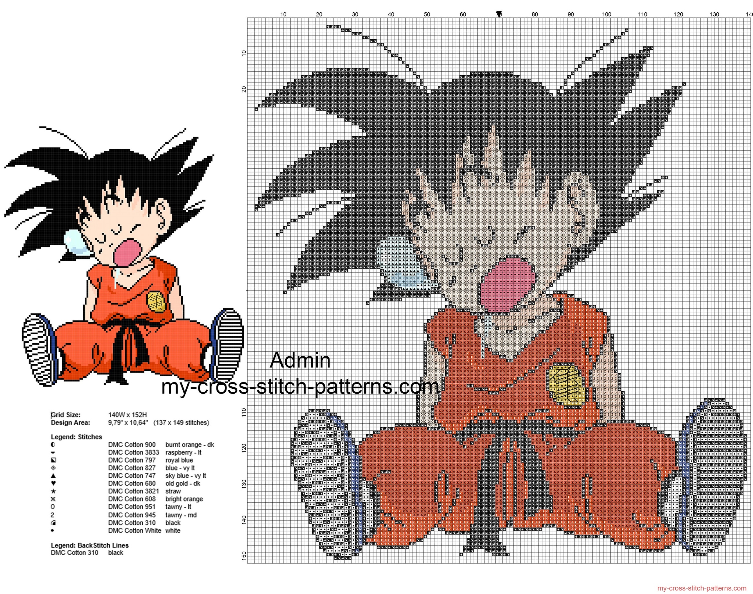 goku_kid_sleeping_free_dragon_ball_cross_stitch_pattern