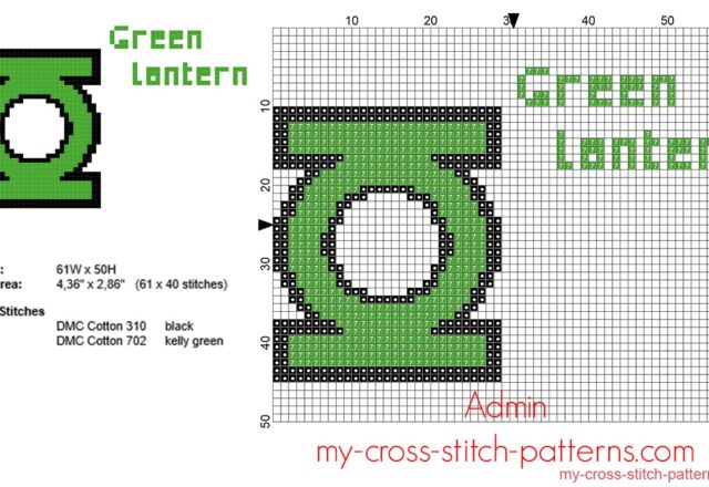 green_lantern_superhero_logo_cross_stitch_pattern_61_x_40_stitches_2_dmc_threads