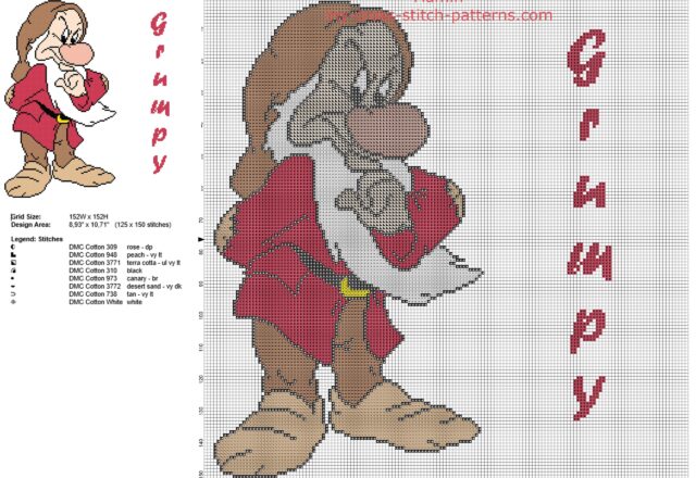 grumpy_dwarf_from_disney_snow_white_and_the_seven_dwarfs_cross_stitch_pattern