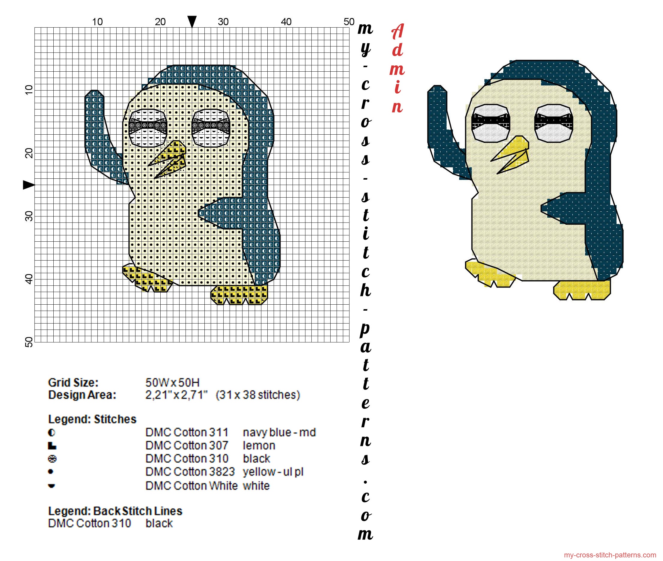 gunter_the_penguin_adventure_time_character_cross_stitch_pattern