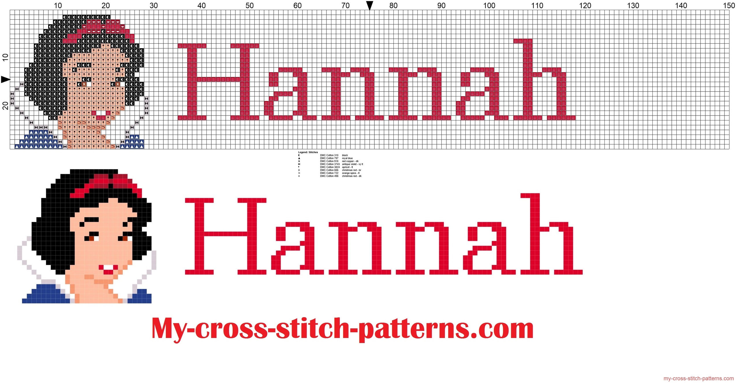 hannah_cross_stitch_pattern_name_with_disney_princess_white_snow