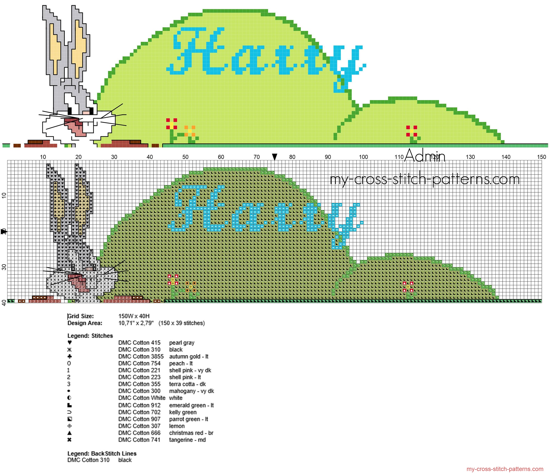 harry_cross_stitch_baby_male_name_with_looney_tunes_bugs_bunny