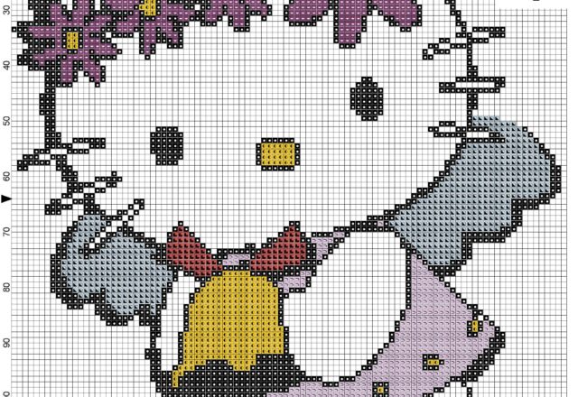 Hello Kitty with the tricycle free cross stitch pattern - free cross stitch  patterns by Alex