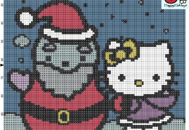 hello_kitty_with_snowman_cross_stitch_pattern