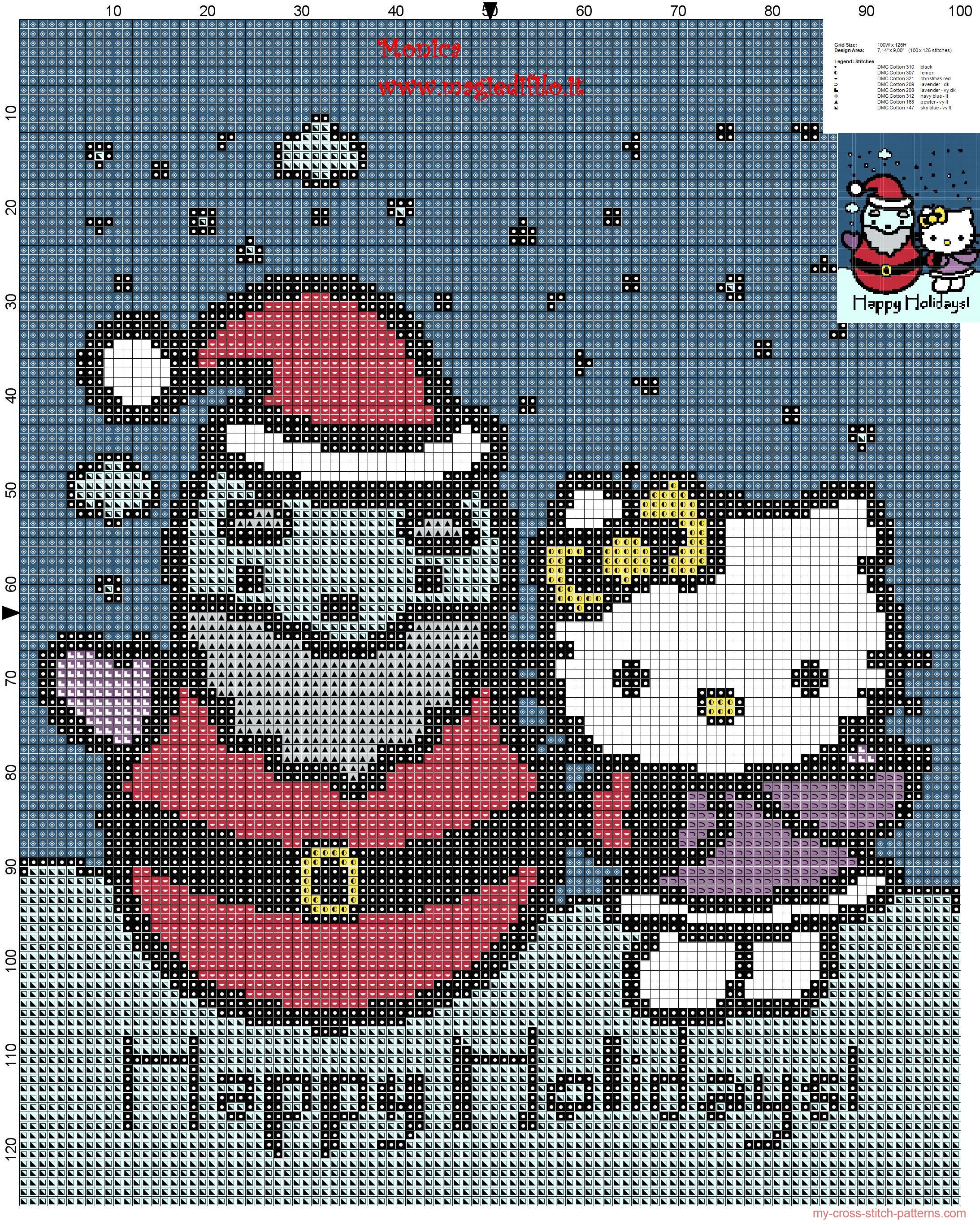 hello_kitty_with_snowman_cross_stitch_pattern