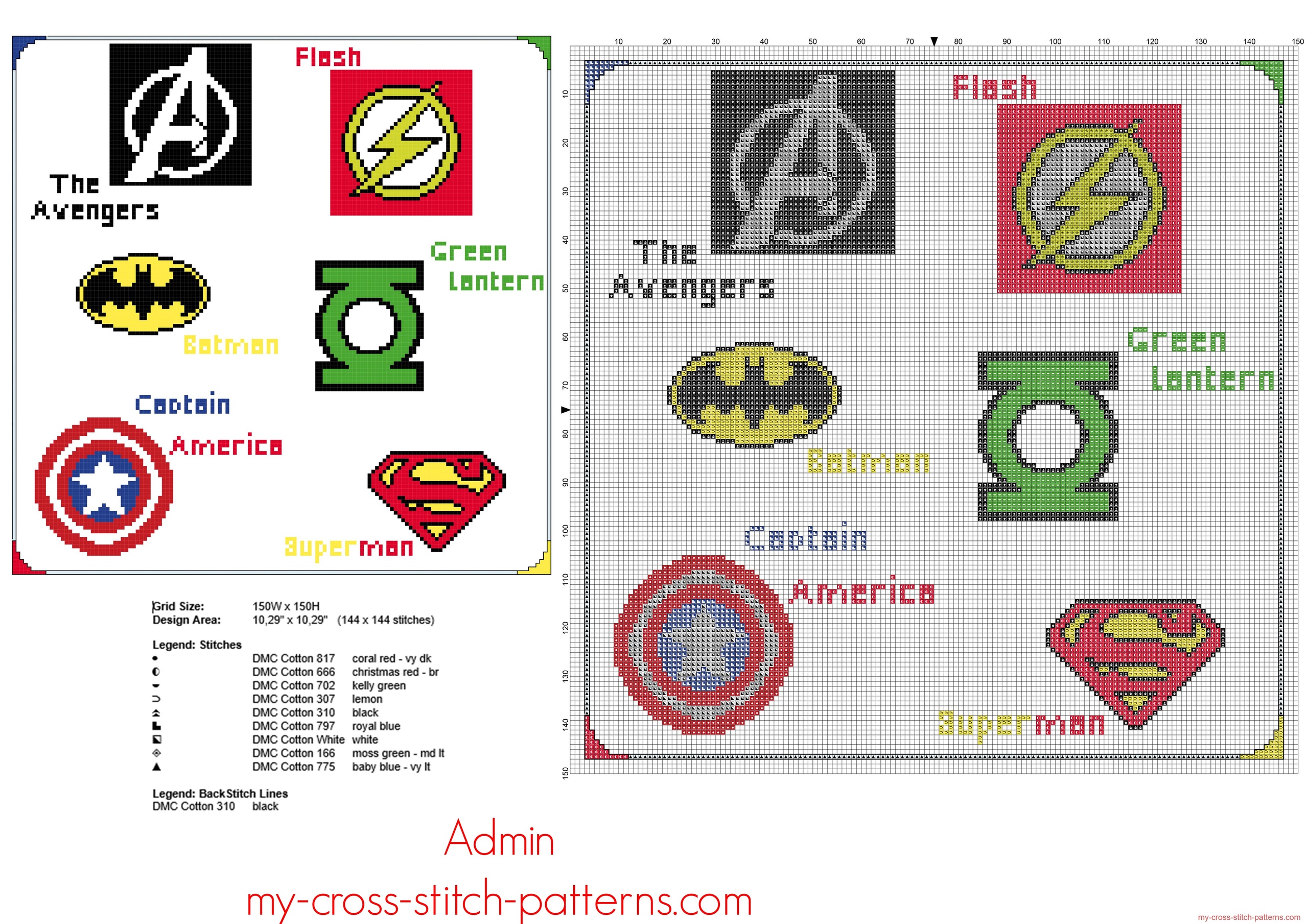 home_boy_girl_pillow_with_superheroes_cross_stitch_pattern_150_x_150_stitches_9_dmc_threads
