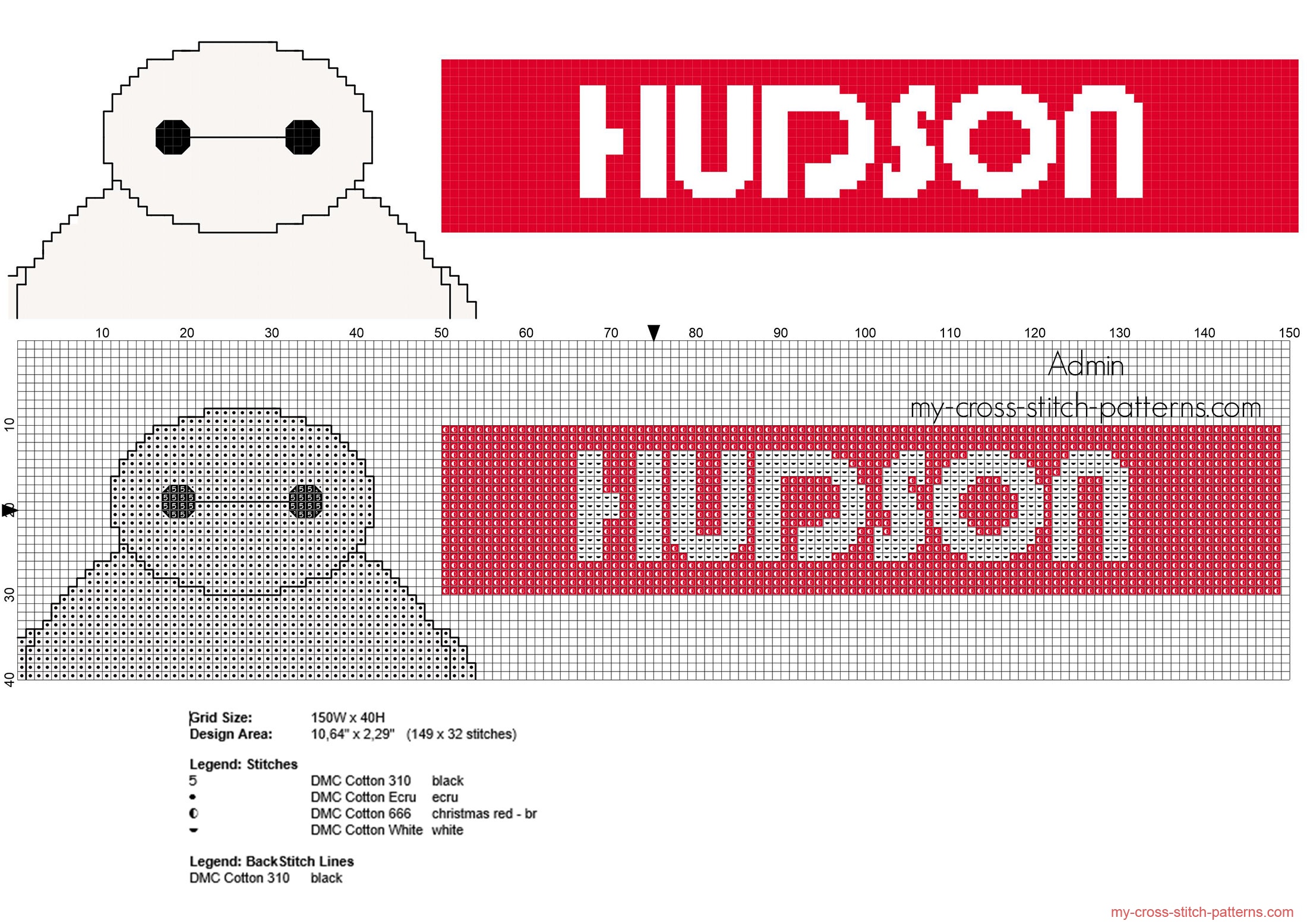 hudson_cross_stitch_name_with_baymax_from_disney_big_hero_6_movie