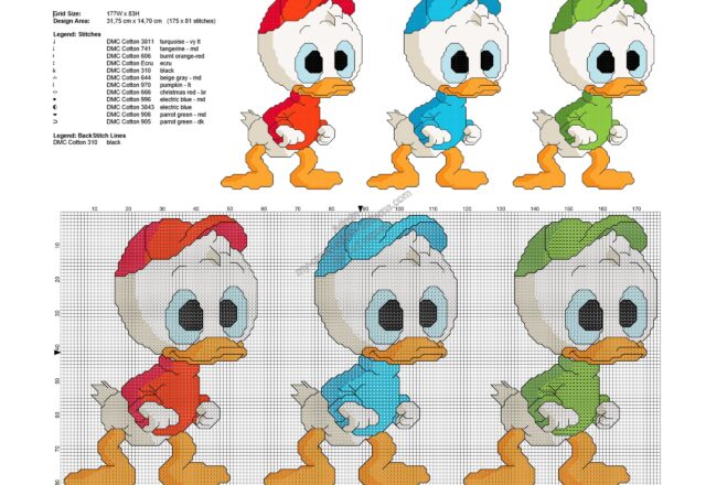 huey_dewey_louie_ducktales_free_cross_stitch_pattern_175x81