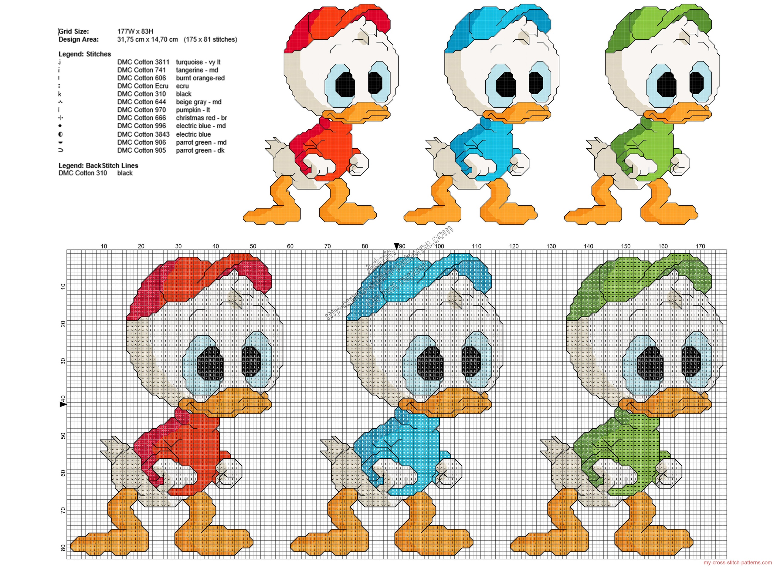 huey_dewey_louie_ducktales_free_cross_stitch_pattern_175x81