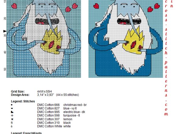 ice_king_adventure_time_cross_stitch_pattern_44x55_7_colors