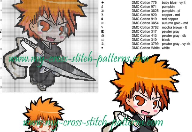 ichigo_kurosaki_bleach_cross_stitch_pattern_