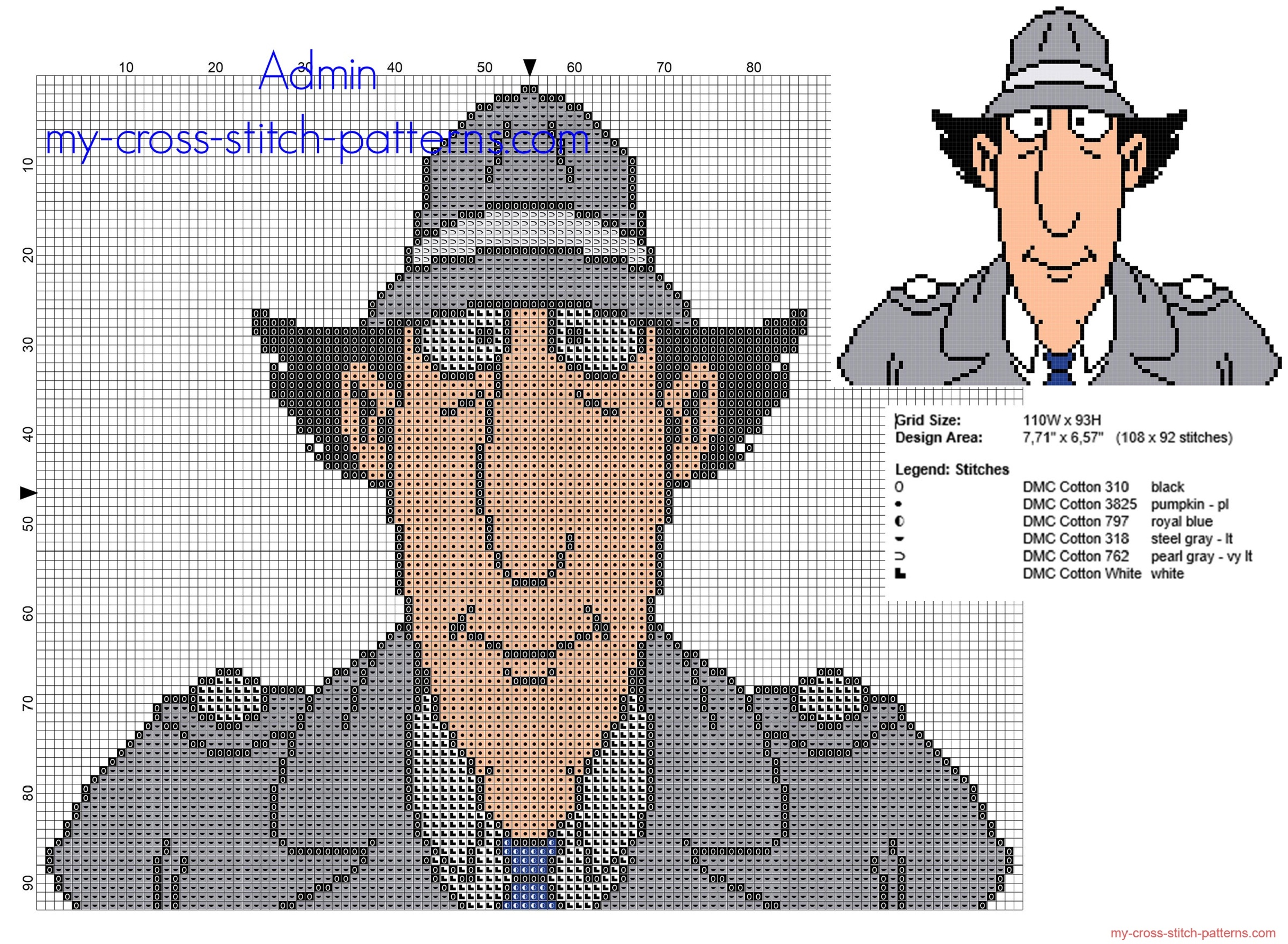 inspector_gadget_cartoons_free_cross_stitch_pattern_108_x_92_stitches_6_dmc_threads