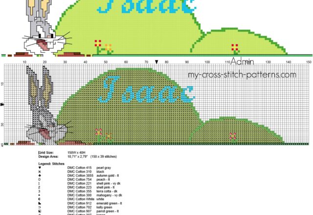 isaac_cross_stitch_baby_male_name_with_bugs_bunny