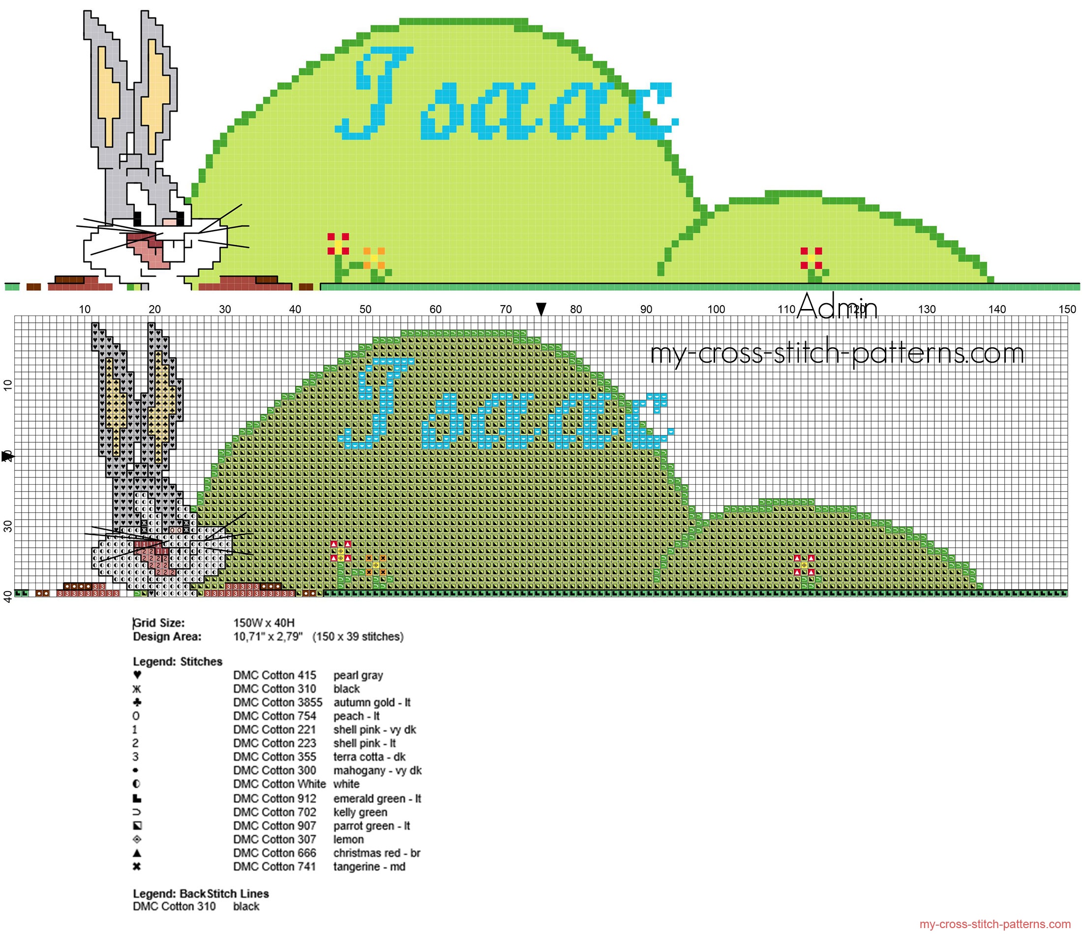 isaac_cross_stitch_baby_male_name_with_bugs_bunny