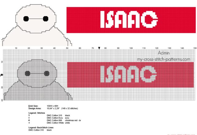 isaac_cross_stitch_baby_male_name_with_disney_baymax