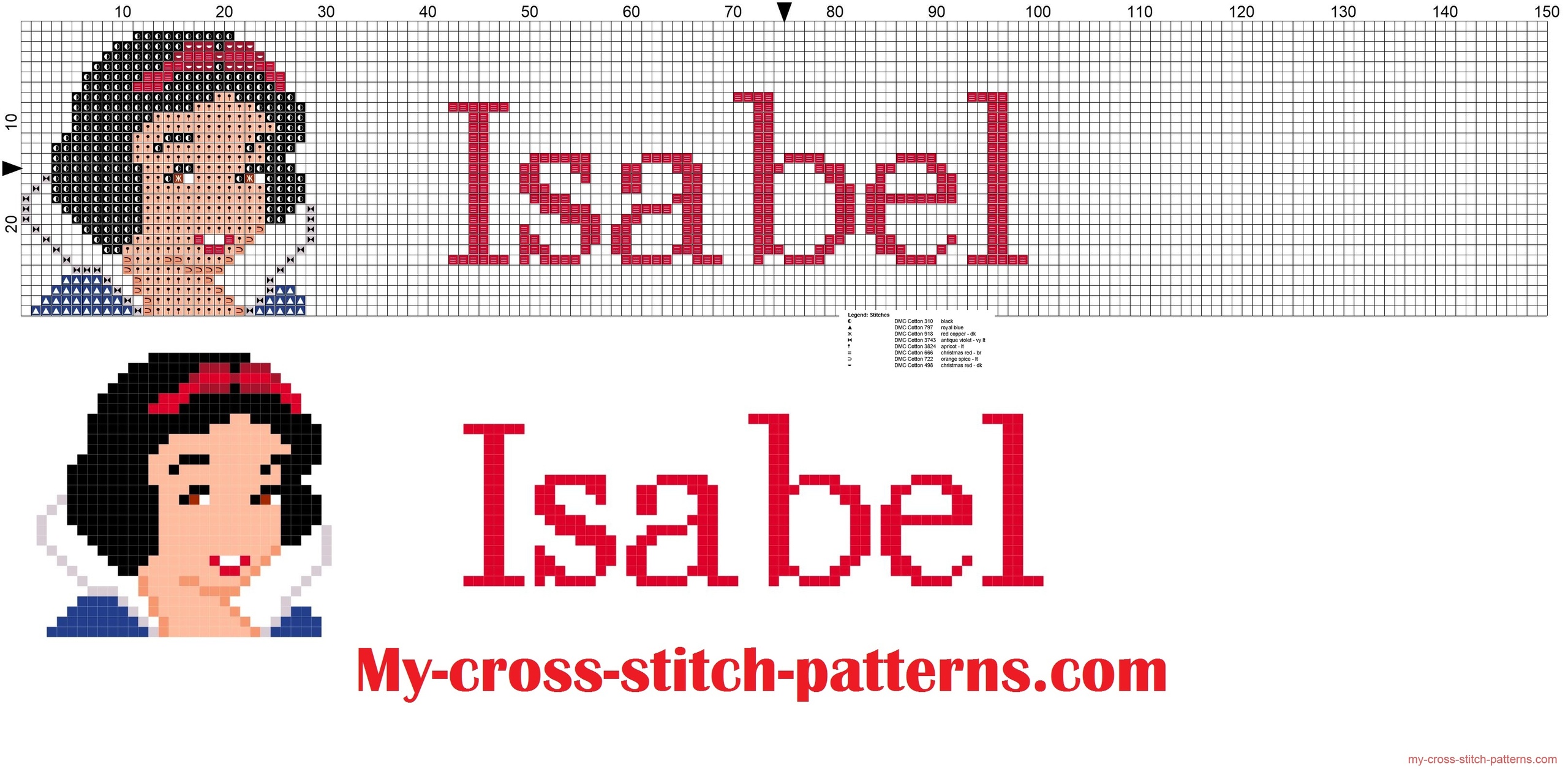 isabel_cross_stitch_pattern_name_with_disney_princess_white_snow