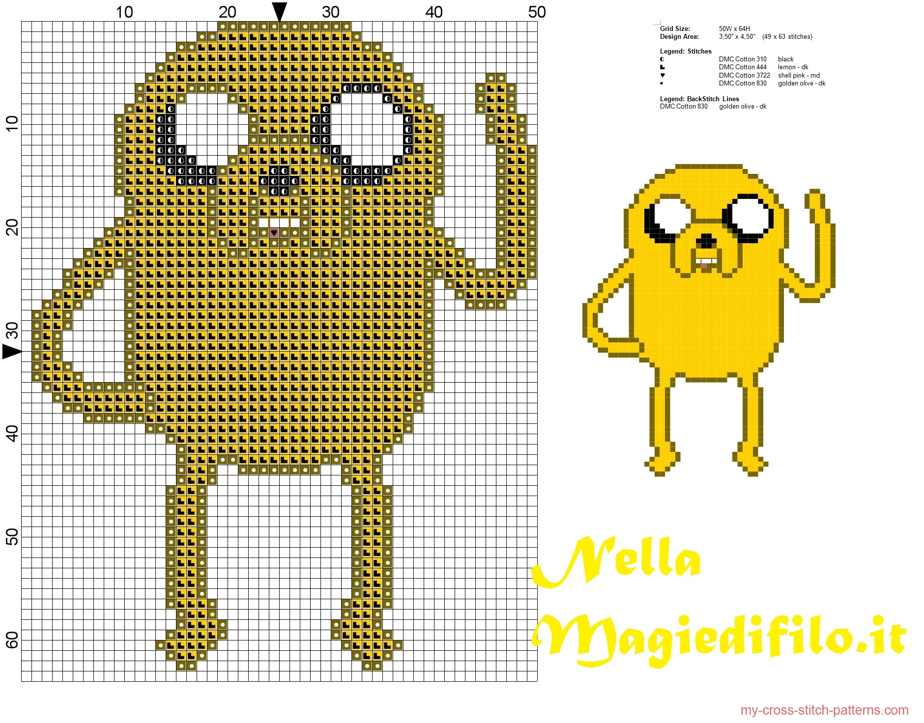 jack_adventure_time_simple_cross_stitch_pattern