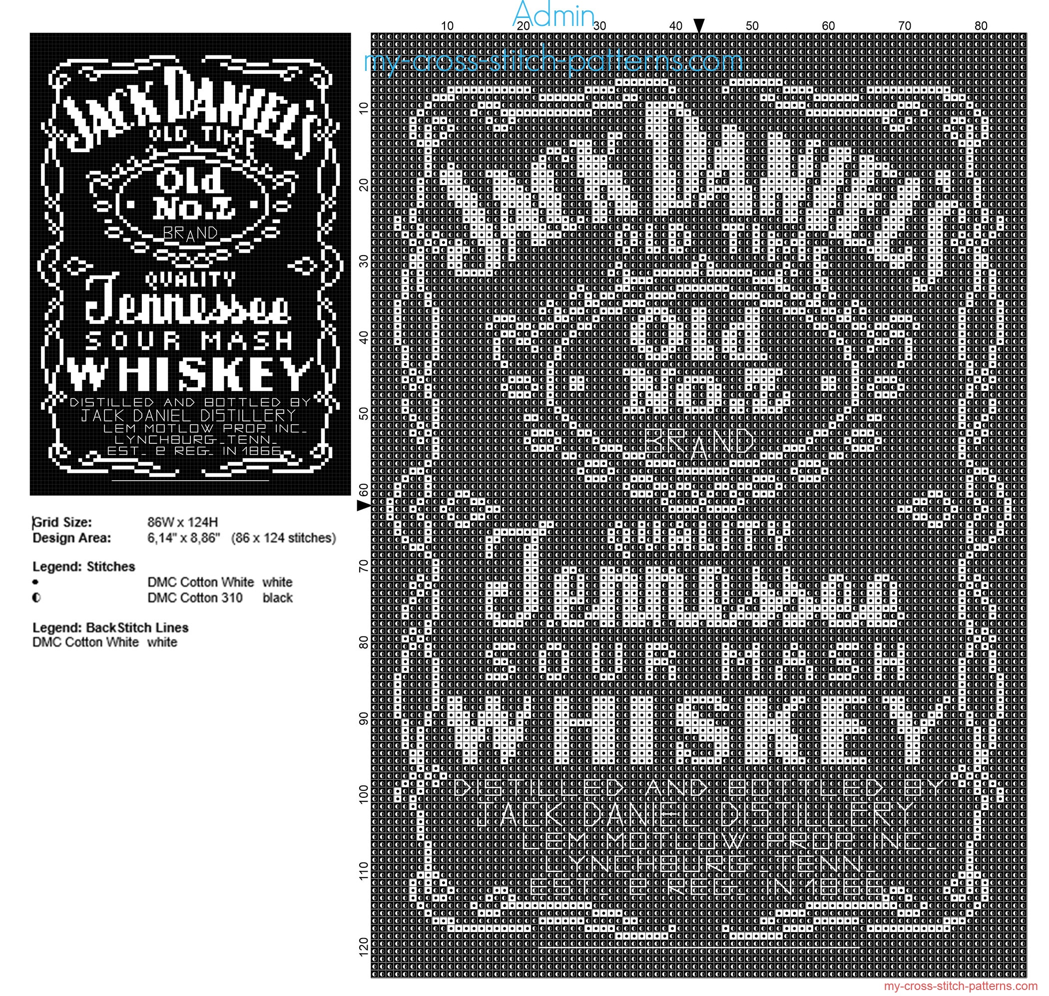 jack_daniels_whiskey_bottle_free_cross_stitch_pattern_86_x_124_stitches_2_dmc_threads