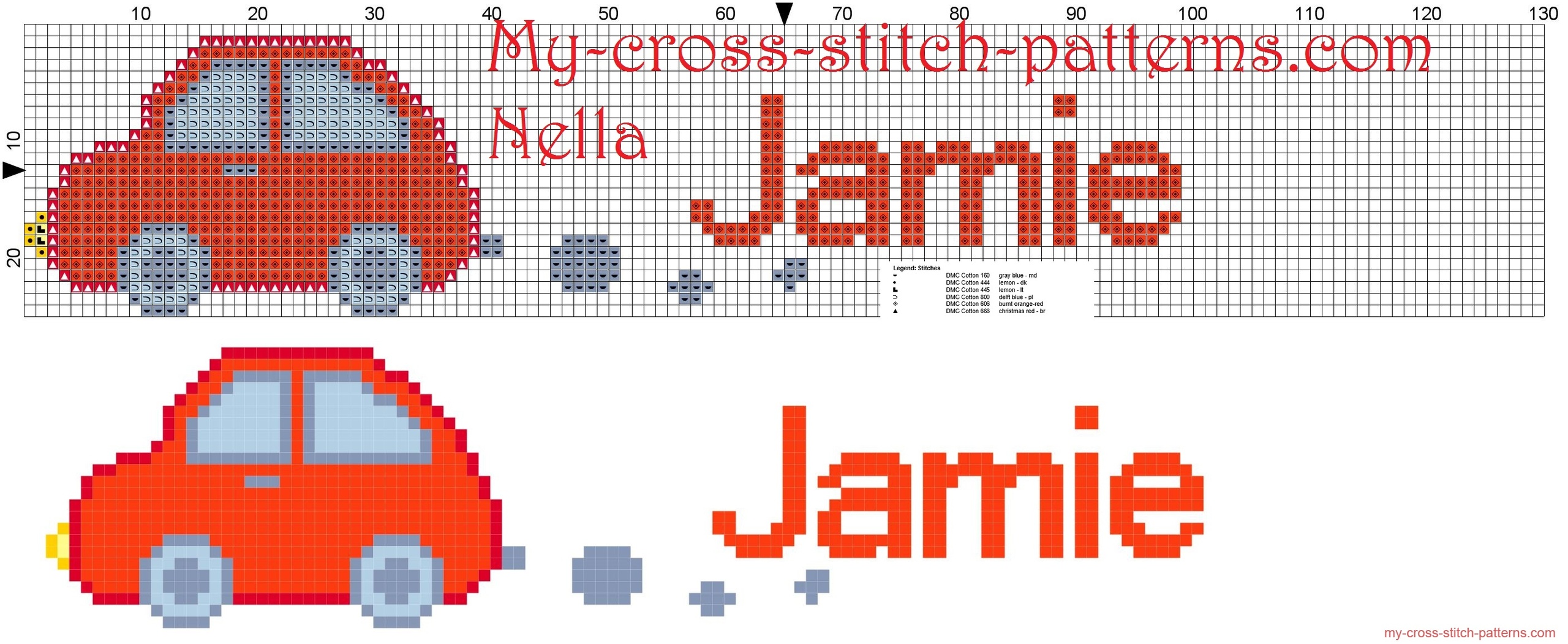 jamie_name_with_toy_car_cross_stitch_patterns