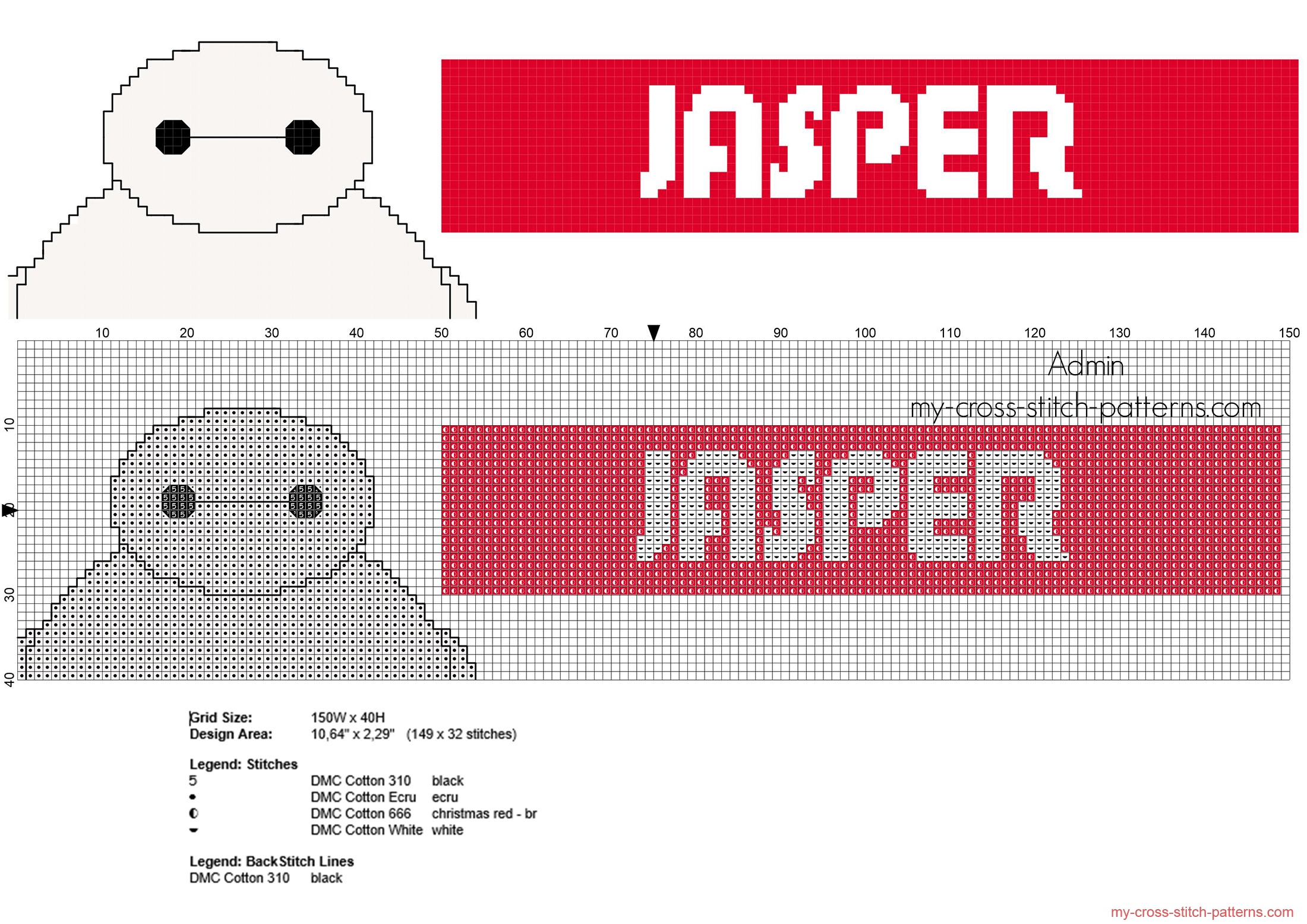 jasper_cross_stitch_names_with_disney_baymax_big_hero_6