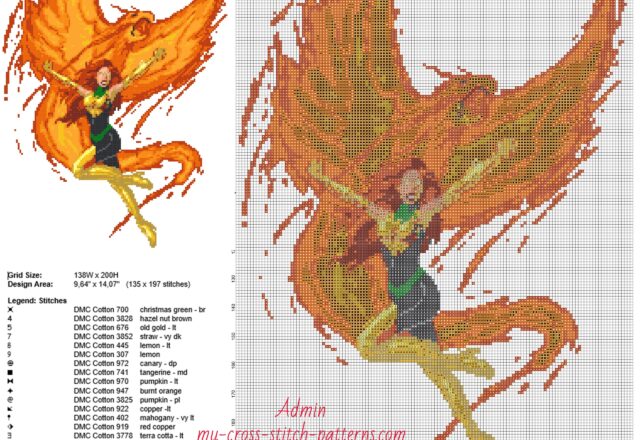 jean_grey_phoenix_x_men_marvel_member_superhero_free_cross_stitch_pattern_home_painting_idea