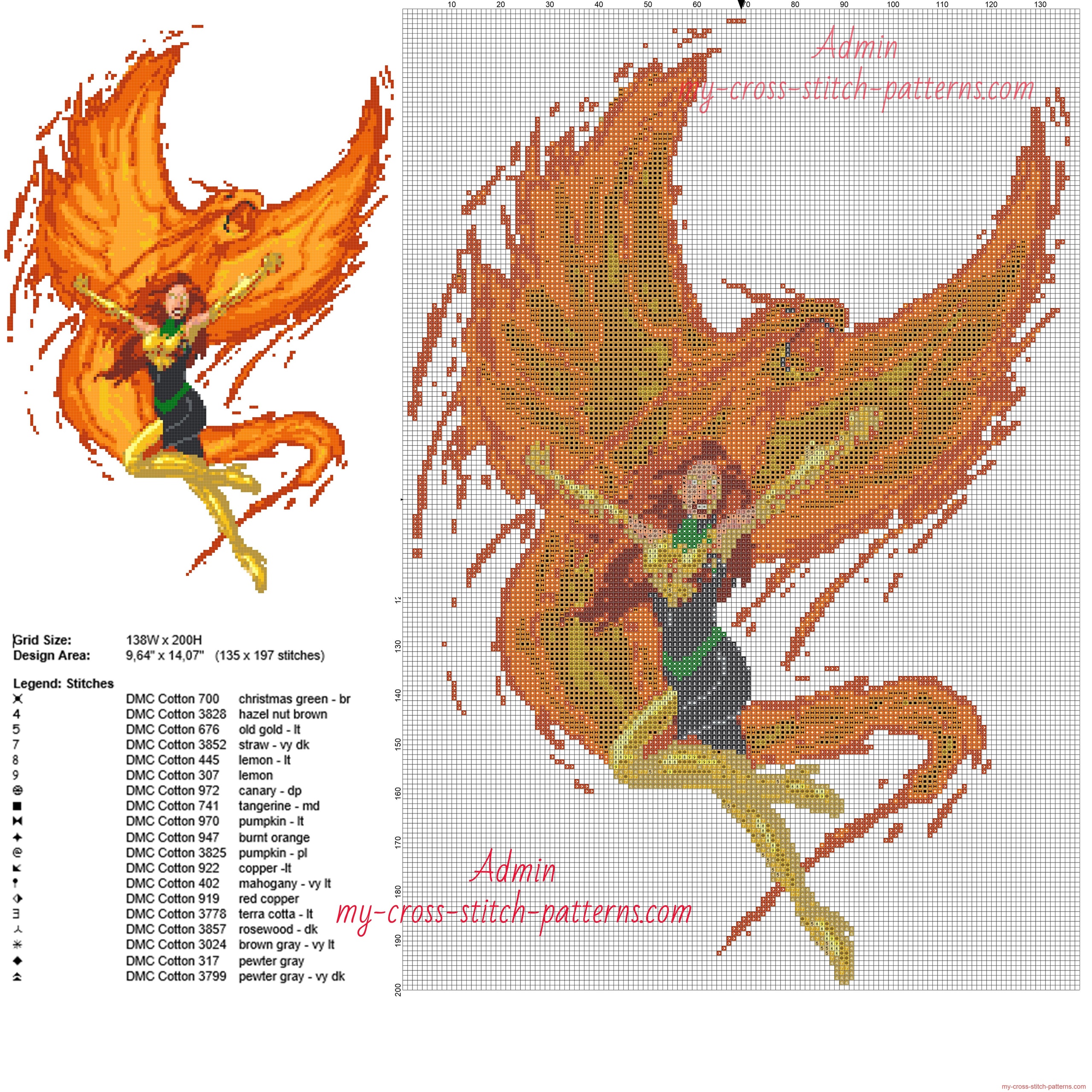 jean_grey_phoenix_x_men_marvel_member_superhero_free_cross_stitch_pattern_home_painting_idea