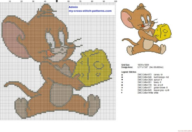 jerry_is_running_with_cheese_from_tom_and_jerry_cross_stitch_pattern