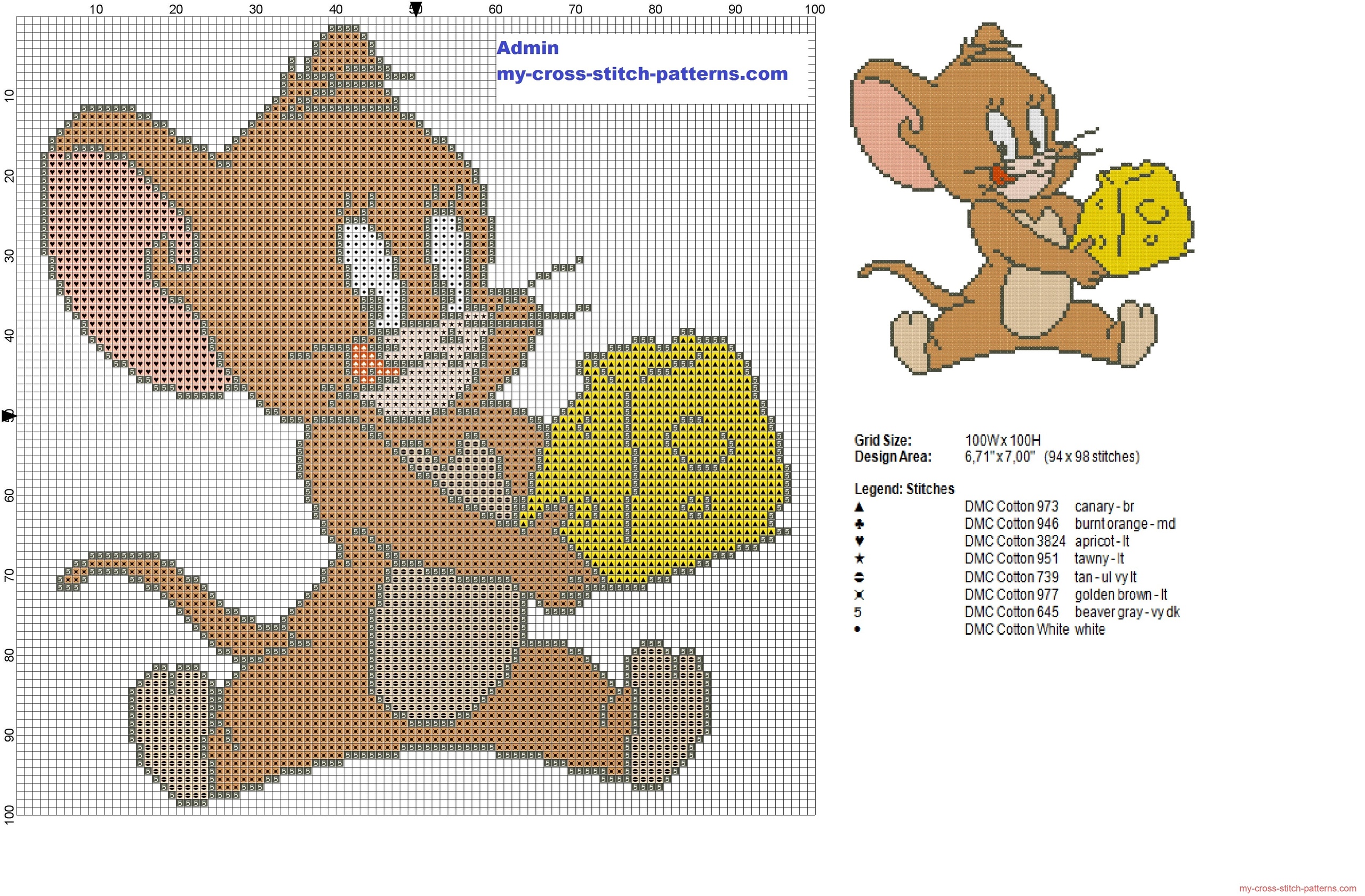 jerry_is_running_with_cheese_from_tom_and_jerry_cross_stitch_pattern