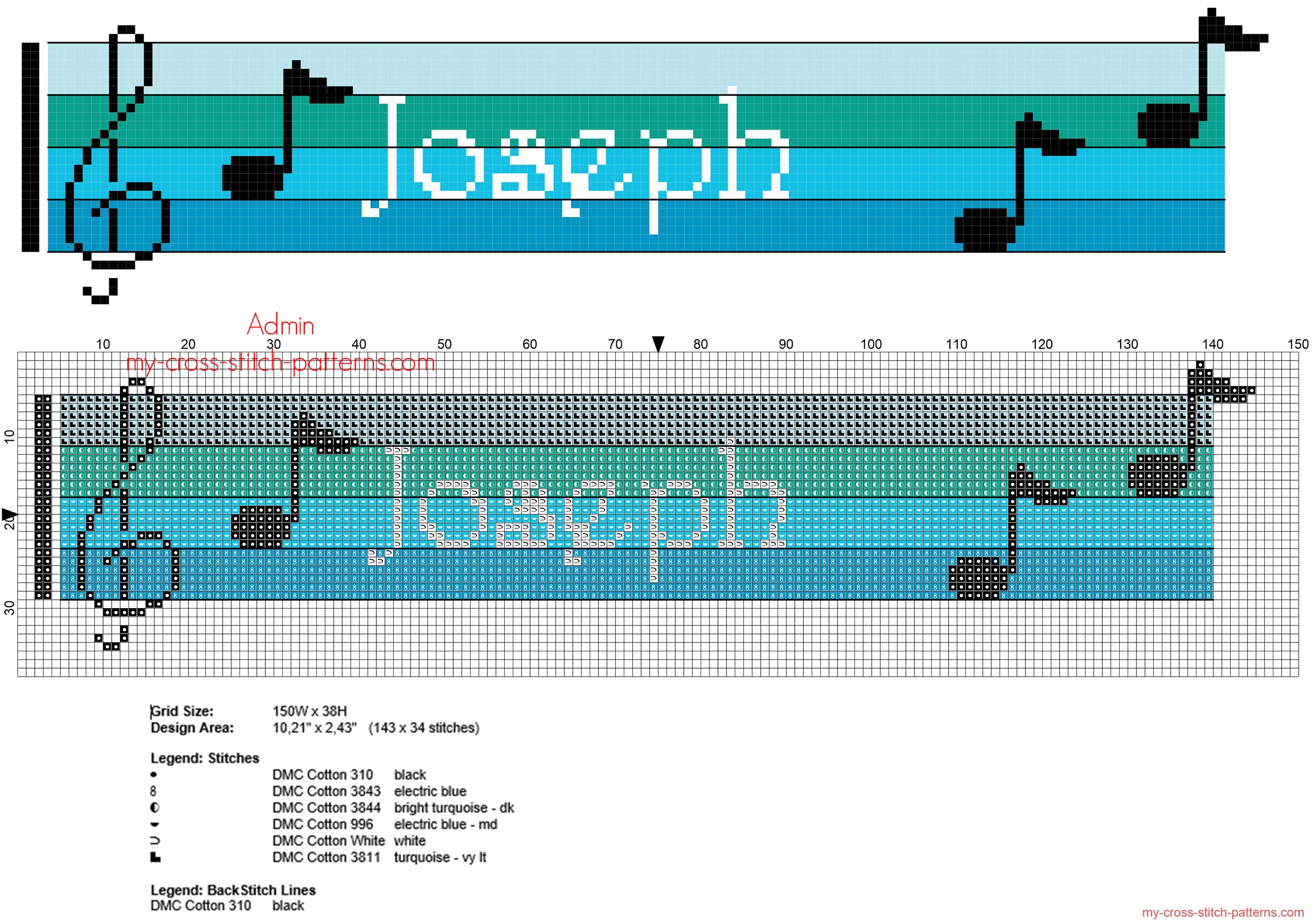 joseph_free_cross_stitch_baby_male_name_with_blue_musical_notes