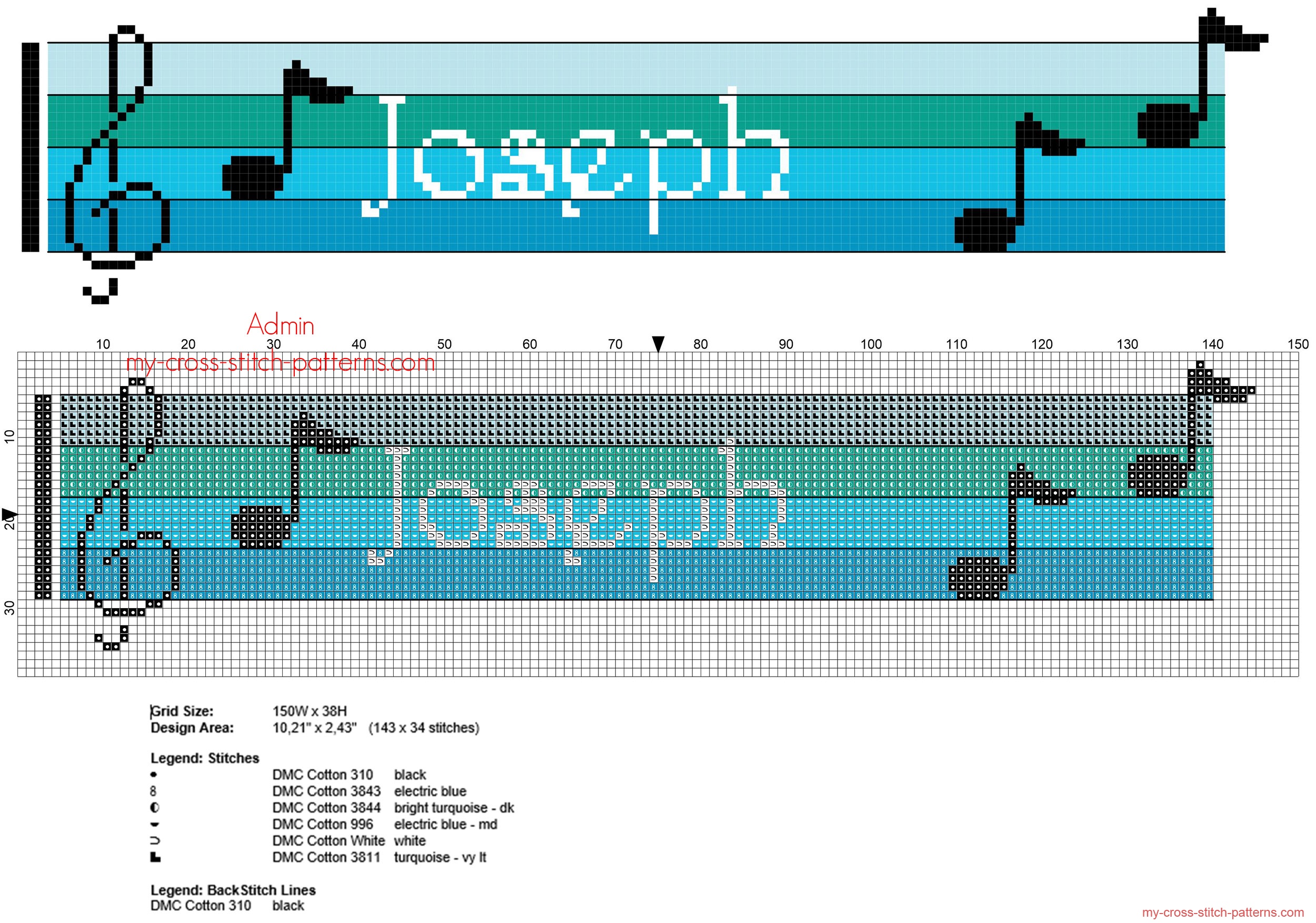 joseph_free_cross_stitch_baby_male_name_with_blue_musical_notes
