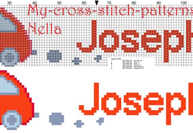 joseph_name_with_toy_car_cross_stitch_patterns