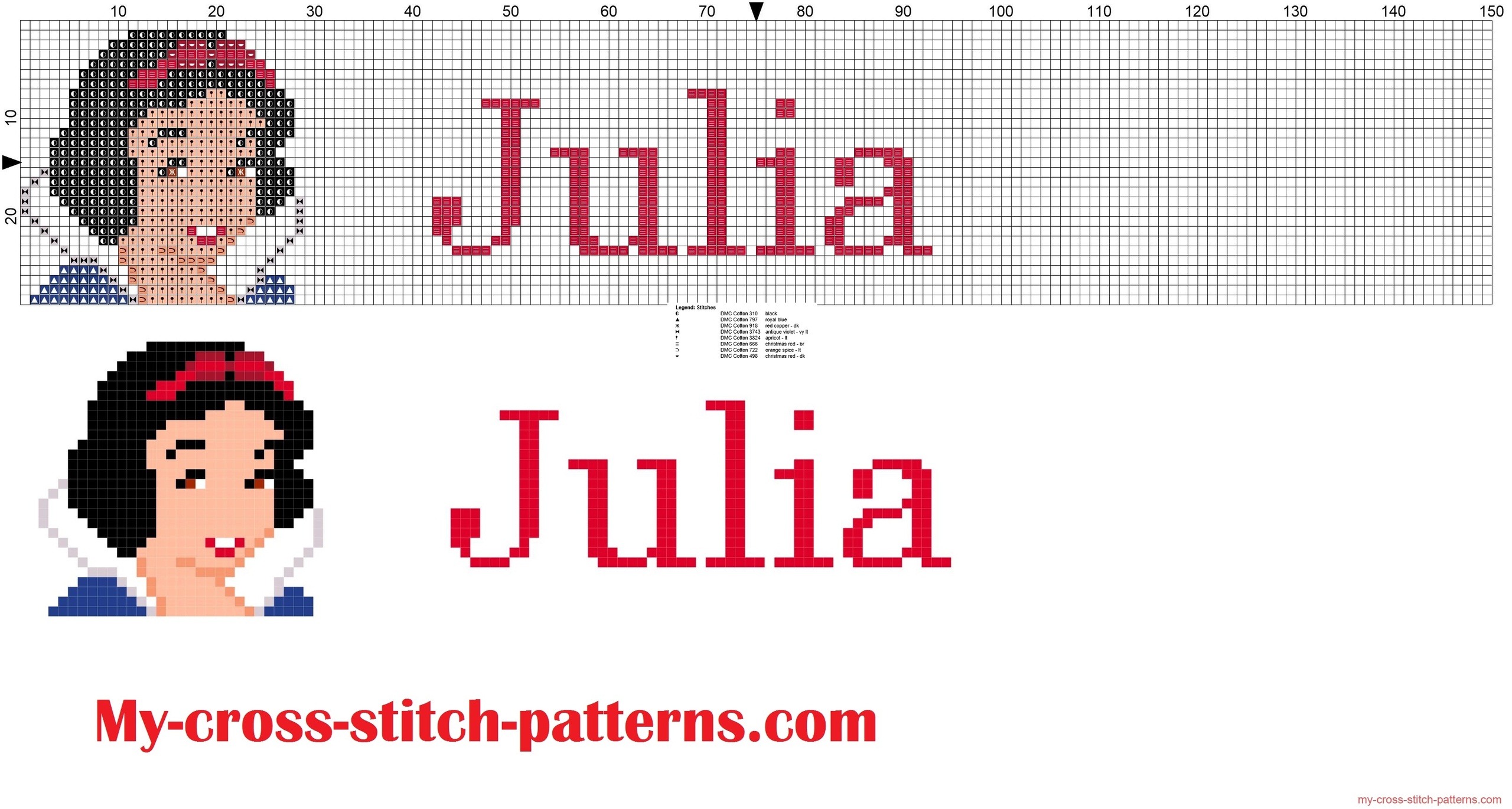 julia_cross_stitch_pattern_name_with_disney_princess_white_snow