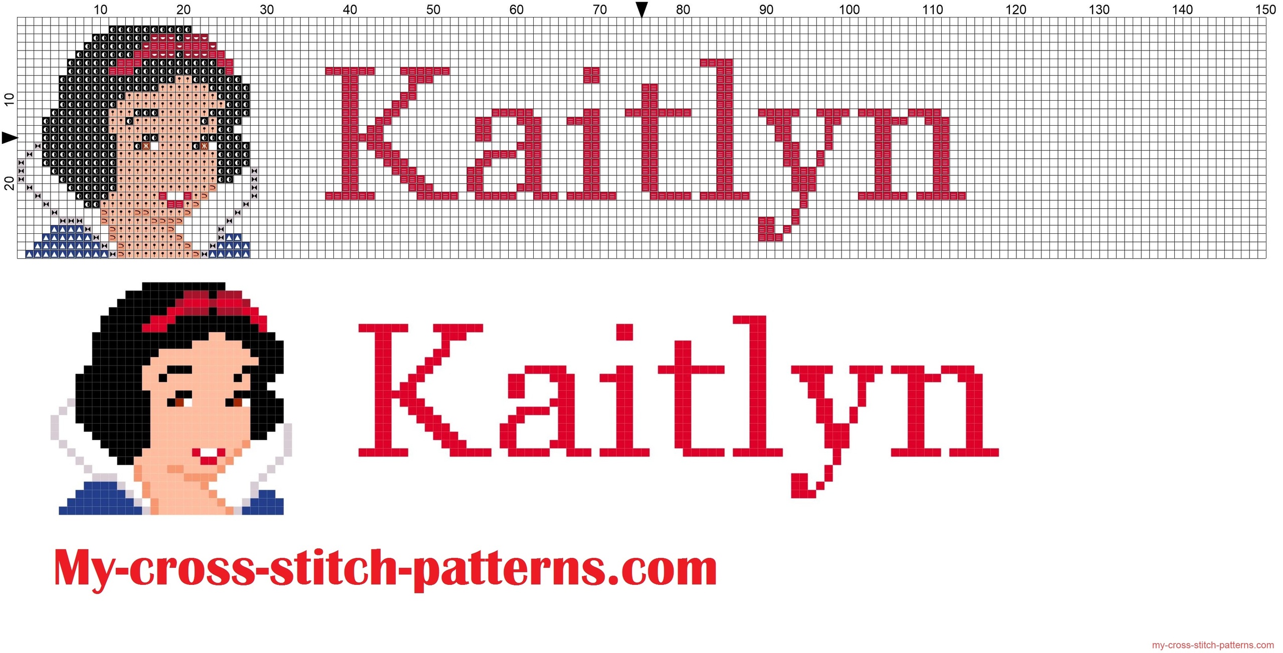 kaitlyn_cross_stitch_pattern_name_with_disney_princess_white_snow